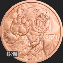 Load image into Gallery viewer, 1 oz Copper Round - Bull &amp; Bear
