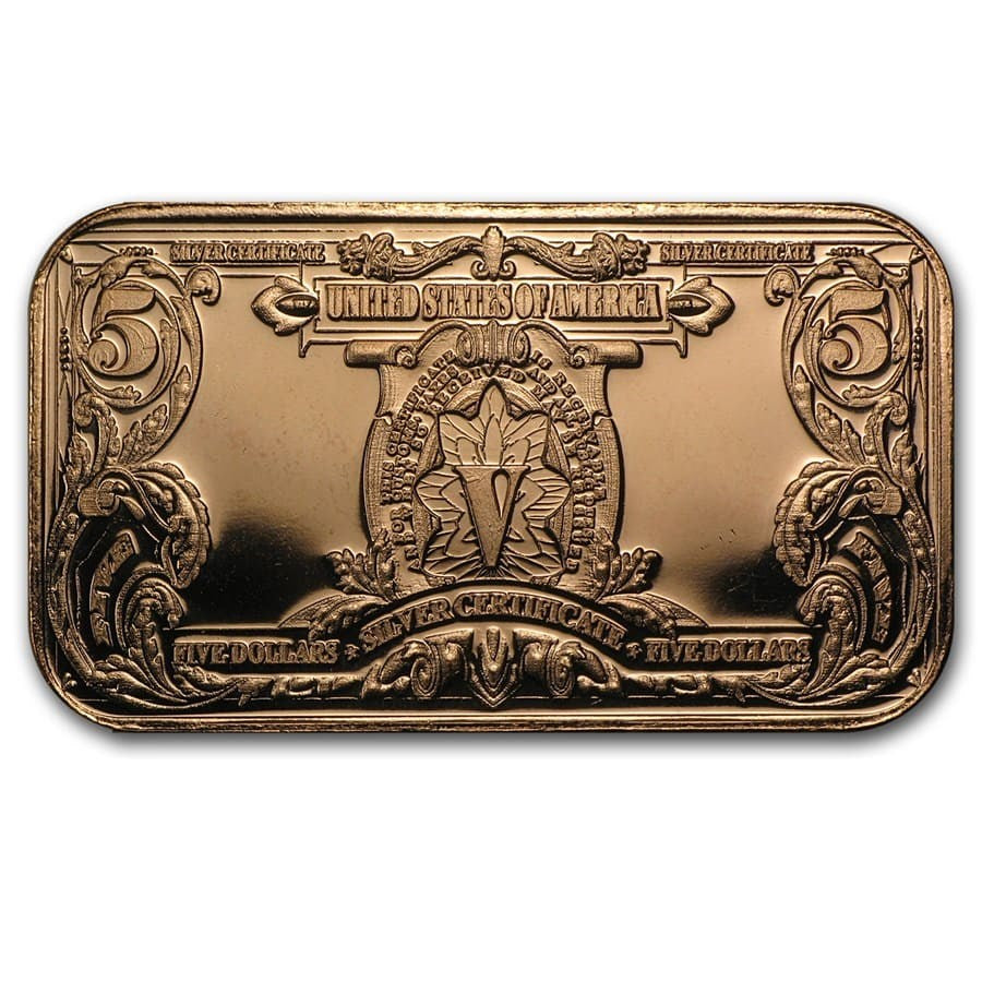 1 oz Copper Bar - $5 Indian Chief Note – D.B.Metals