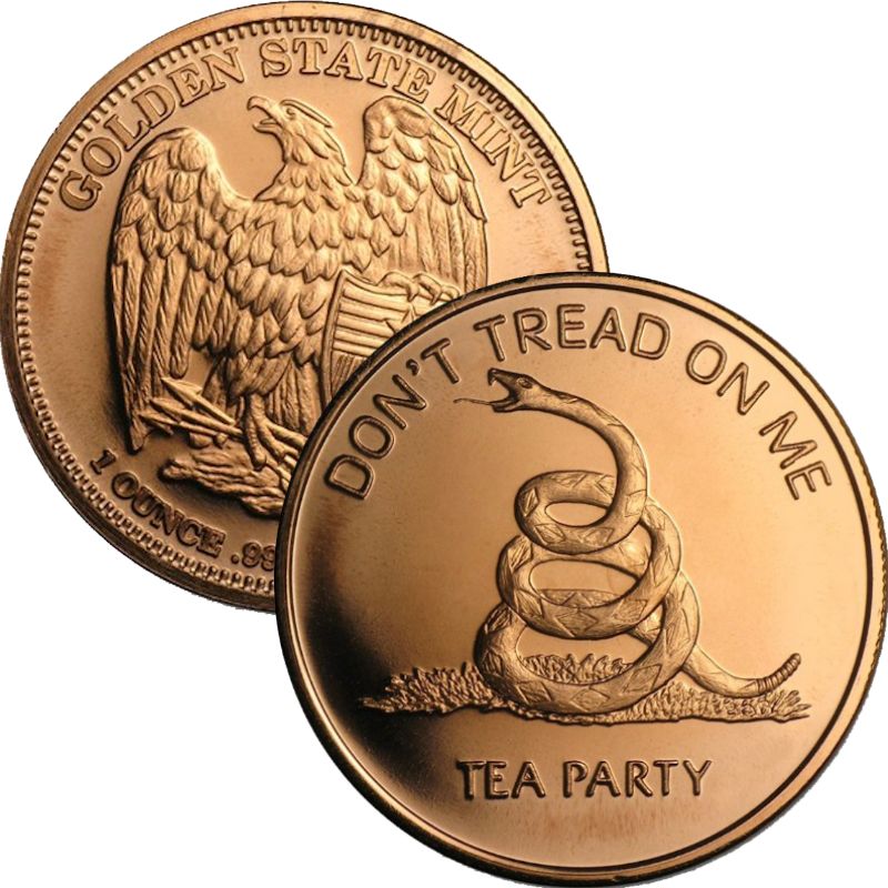 1 oz Copper Round - Don't Tread On Me Tea Party