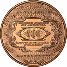 Load image into Gallery viewer, 1 oz Copper Round - $500 Mckinley Note
