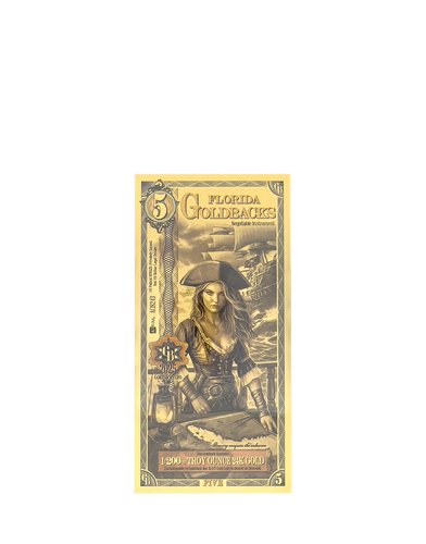 A gold polymer note that is worth 5  Goldbacks
