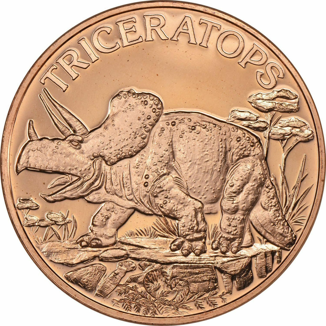 1 oz Copper Round - Triceratops