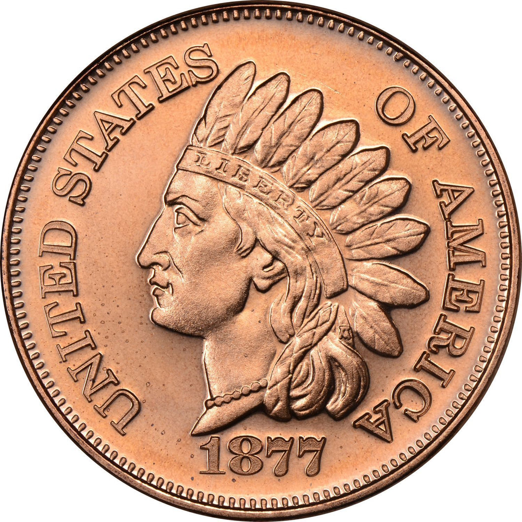 1 oz Copper Round - 1877 Indian Head Cent