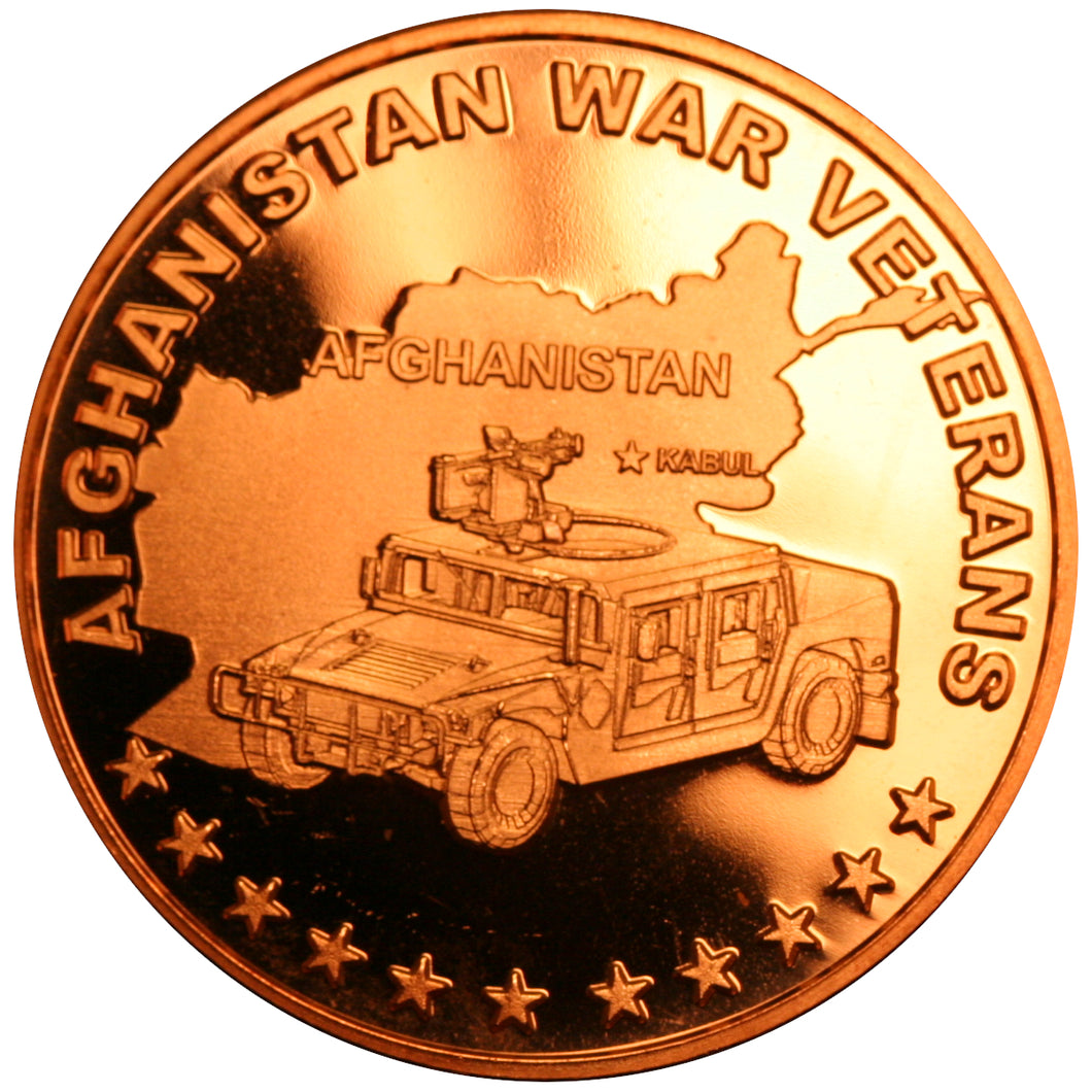 1 oz Copper Round - Afghanistan War Veterans