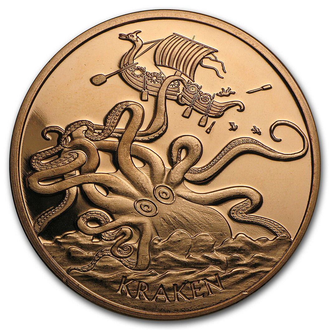 1 oz Copper Round - Kraken