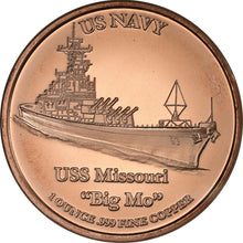 Load image into Gallery viewer, 1 oz Copper Round - USS Missouri
