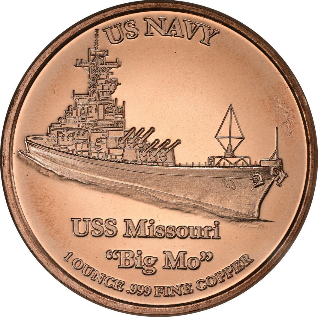 1 oz Copper Round - USS Missouri