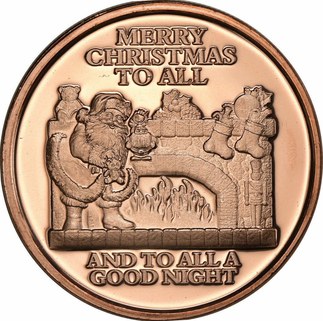 1 oz Copper Round - Santa at Fireplace