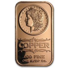 Load image into Gallery viewer, 1 oz Copper Bar - Morgan Dollar
