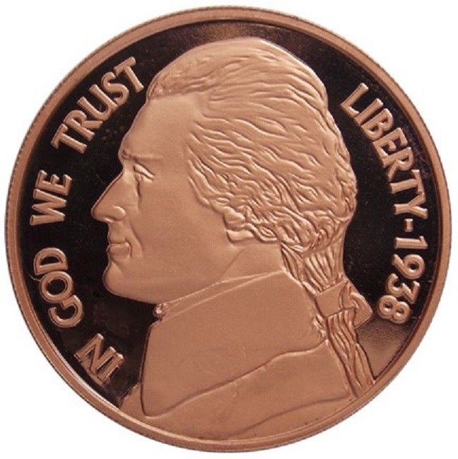 1 oz Copper Round - Jefferson Nickel