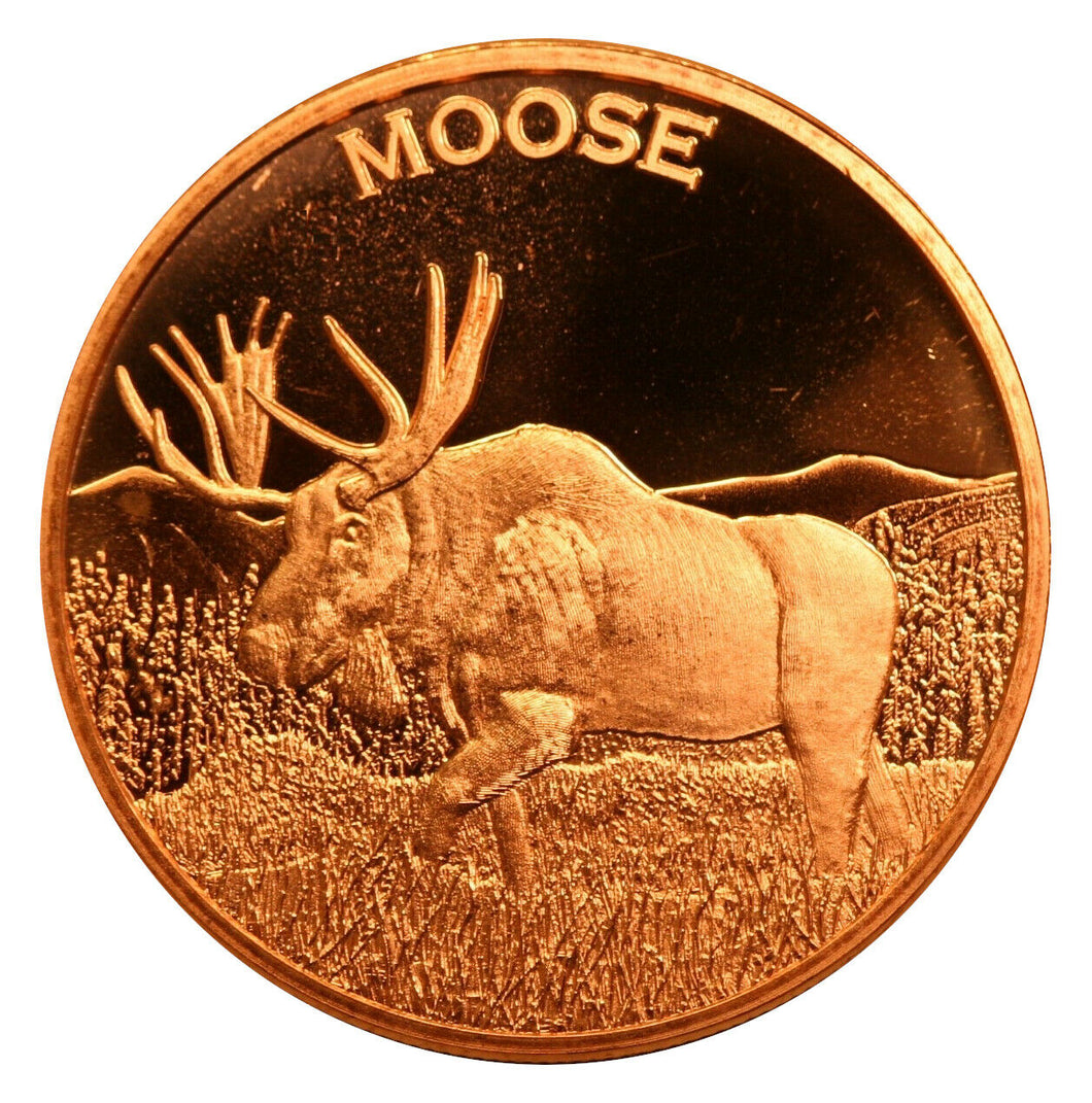 1 oz Copper Round - Moose