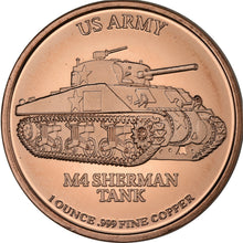 Load image into Gallery viewer, 1 oz Copper Round - Sherman Tank
