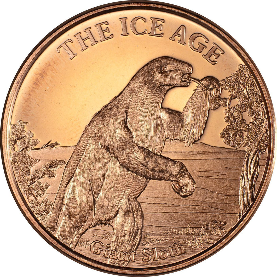 1 oz Copper Round - Giant Sloth