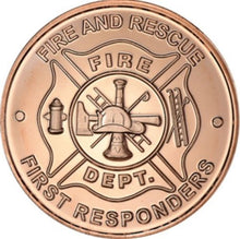 Load image into Gallery viewer, 1 oz Copper Round - Fire and First Responder
