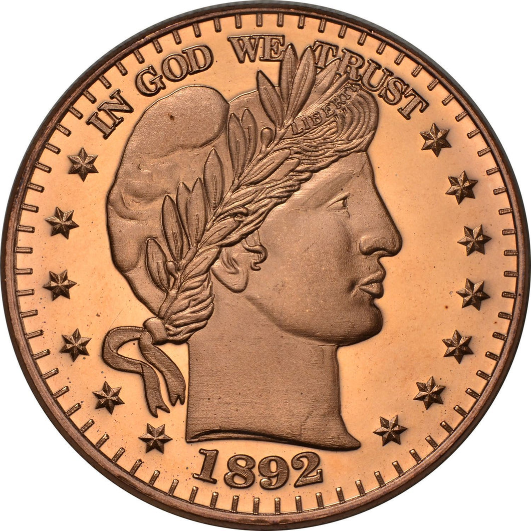 1 oz Copper Round - Barber Half