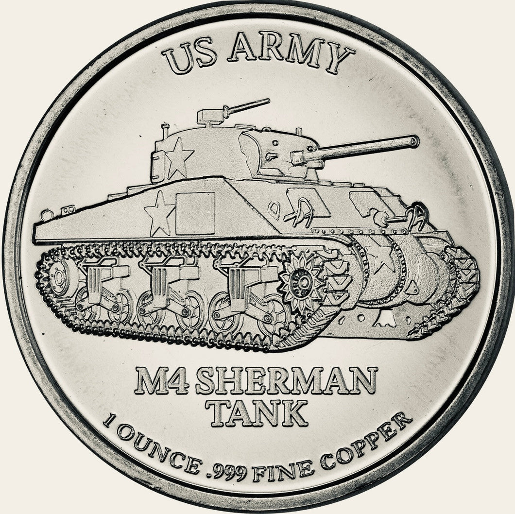 1 oz Silver Round - Sherman Tank