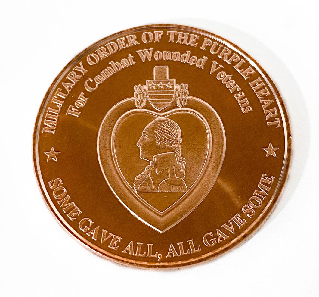 1 oz Copper Round - Purple Heart